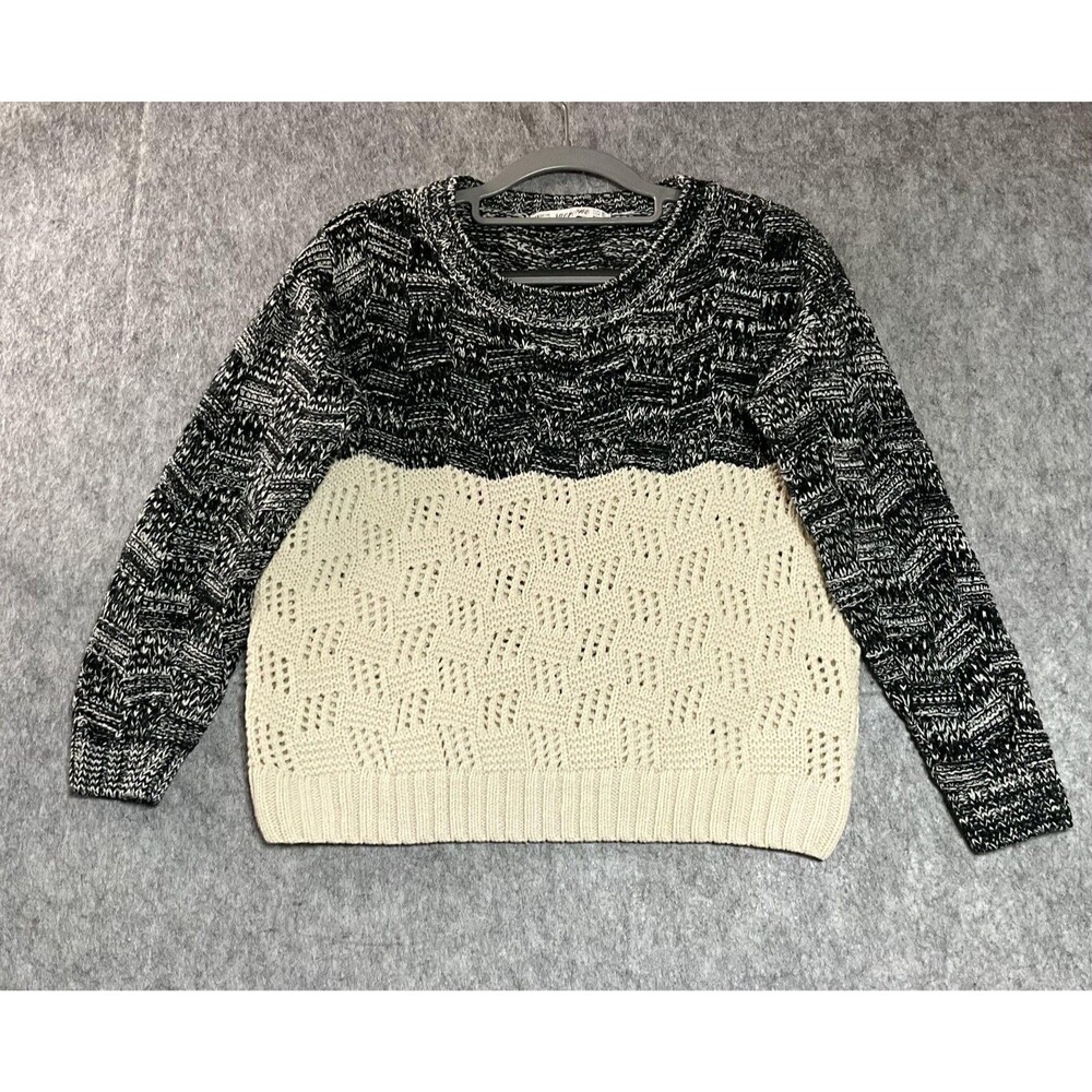 Vintage Sweater Womens Medium Colorblock Knit Pullover Cropped Y2K Casual Boho